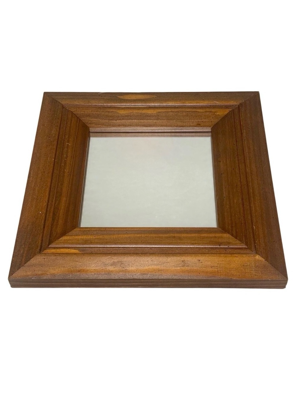 Square Wall Mirror Brown Wood Frame Rustic Farmhouse Decor Accent Mirror Vintage